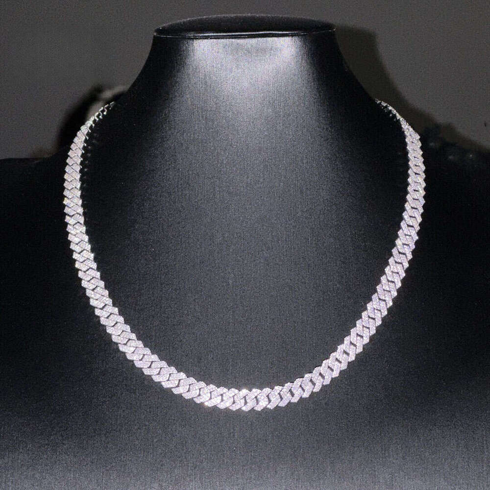 12mm Dia Moissanite Necklace Iced Out Hip Hop Jewelry Gold Plated Cuban Link Chain