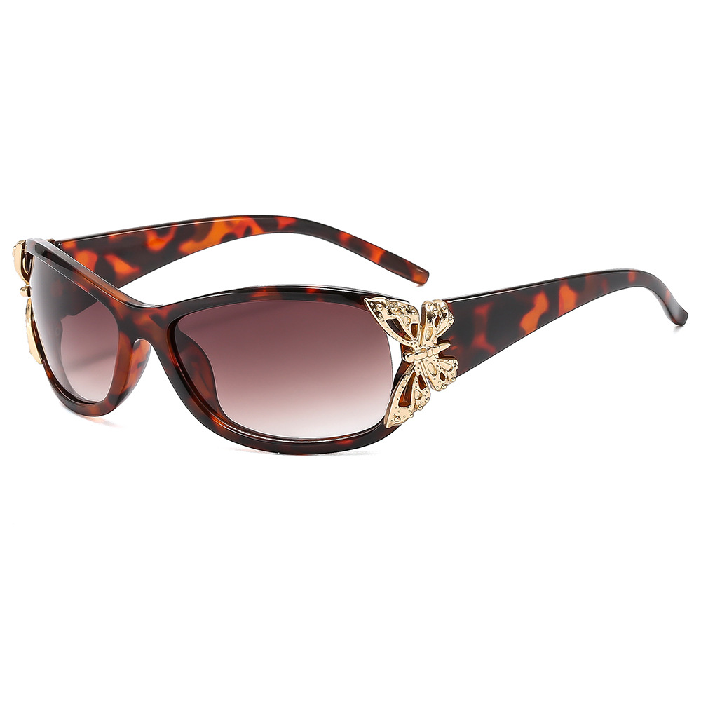 2025 New Wrap around Rectangular Stylish Sunglasses Unique Butterfly inspired Shades for Women a Versatile and Popular Choice