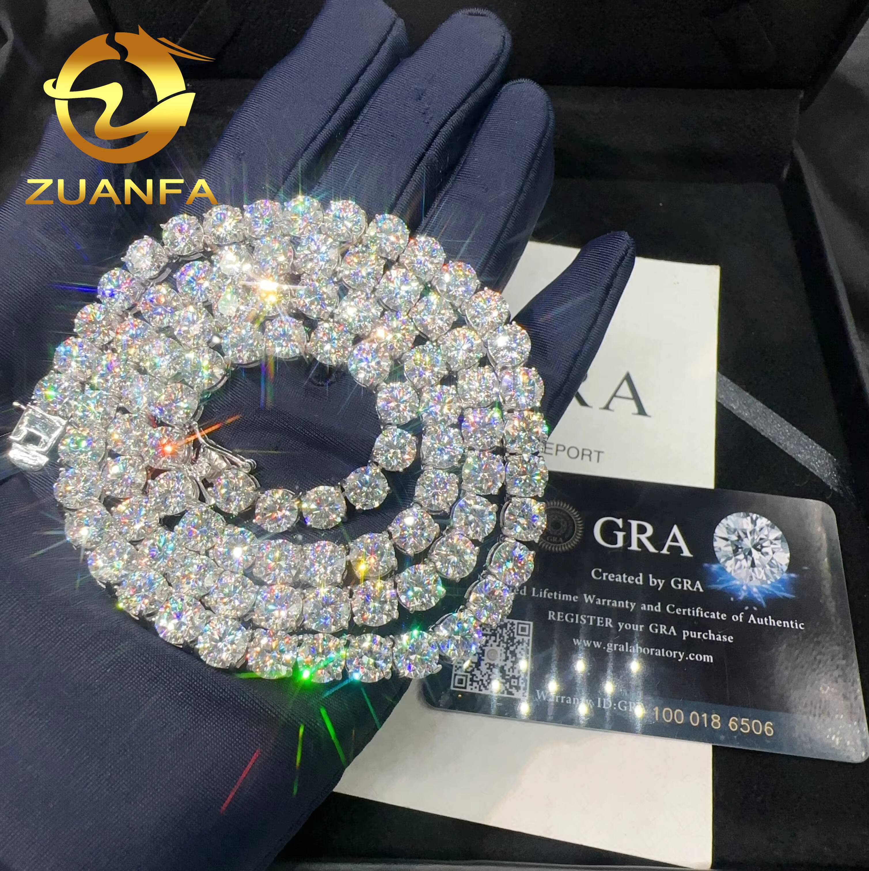 Hot Selling 65mm Moissanite Tennis Chain Pass Diamond Test Round Brilliant Cut 925 Silver Tennis Necklace Chain