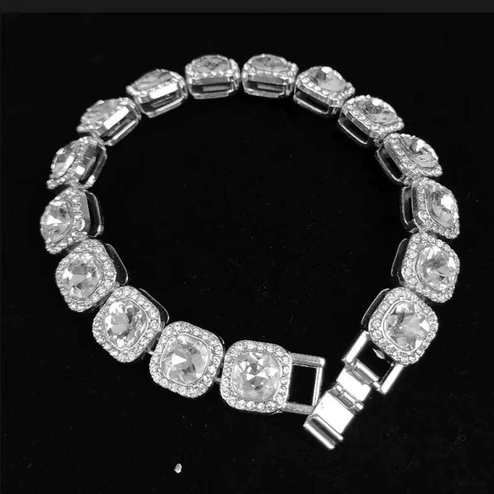 Men's Hip Hop Rap Accessories square Rock Candy Full Dia Gold Necklace Bangles