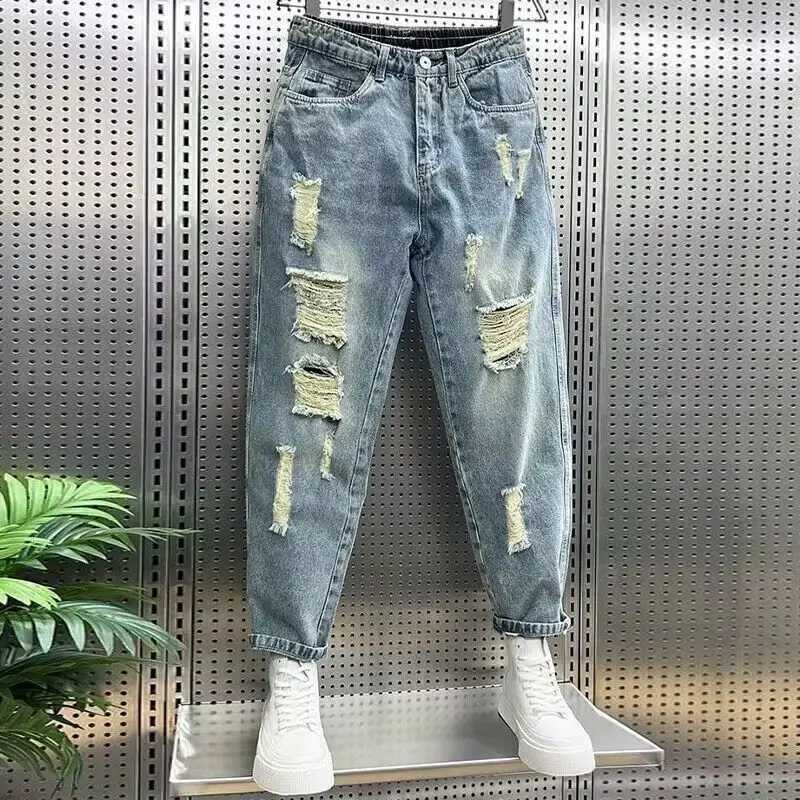 Fashion Mens Casual Jeans vintage Spring and Autumn Slim Ripped Jean Pants with HOLE Design Men Clothing Luxury Cargo Pants W250905