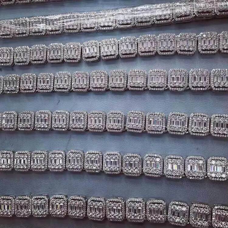 GZYS JEWELRY Wholesale 13MM Diamond Chain Iced Out Buguette Chain Expensive