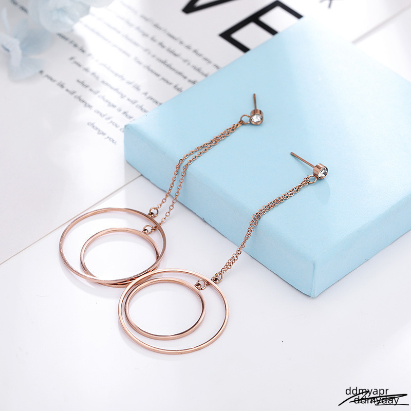 Titanium Ddmyday Steel Rose Gold Designer For Women, Hollow Circle Tassel Versatile Fashion Ladies' Jewelry ddmyday Earrings Accessories Wholesal
