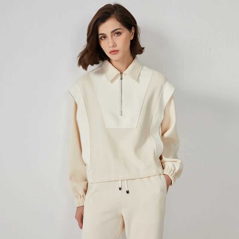 K712W 61 combed cotton Autumn and winter new womens longsleeved sweatshirt colorbloCKed pullover top CloTHing Z250905