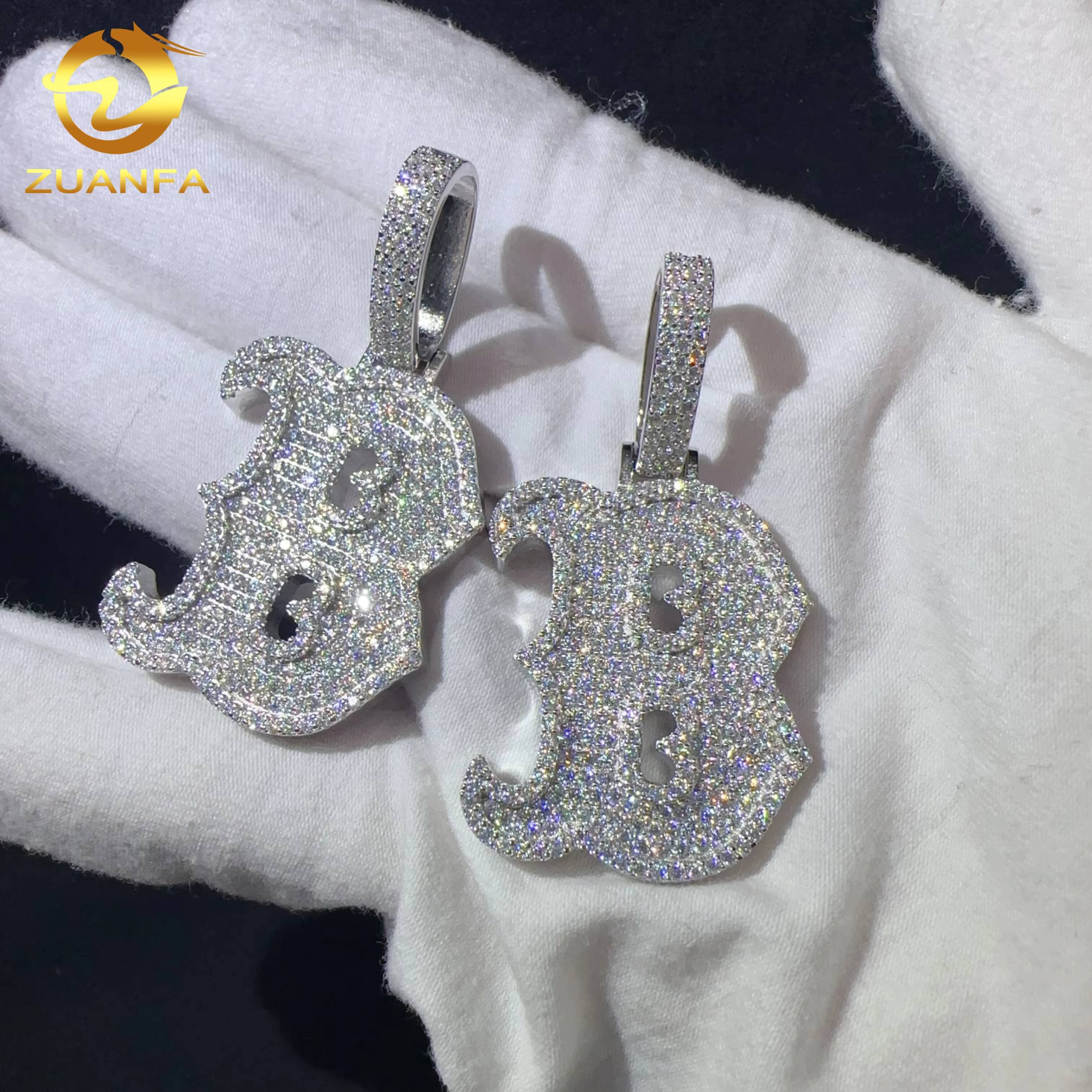 Custom Hip Hop Fine Jewelry in Sterling Silver 925 Iced Out Moissanite Letter Pendant VVS Moissanite Diamond Fashion Pendant