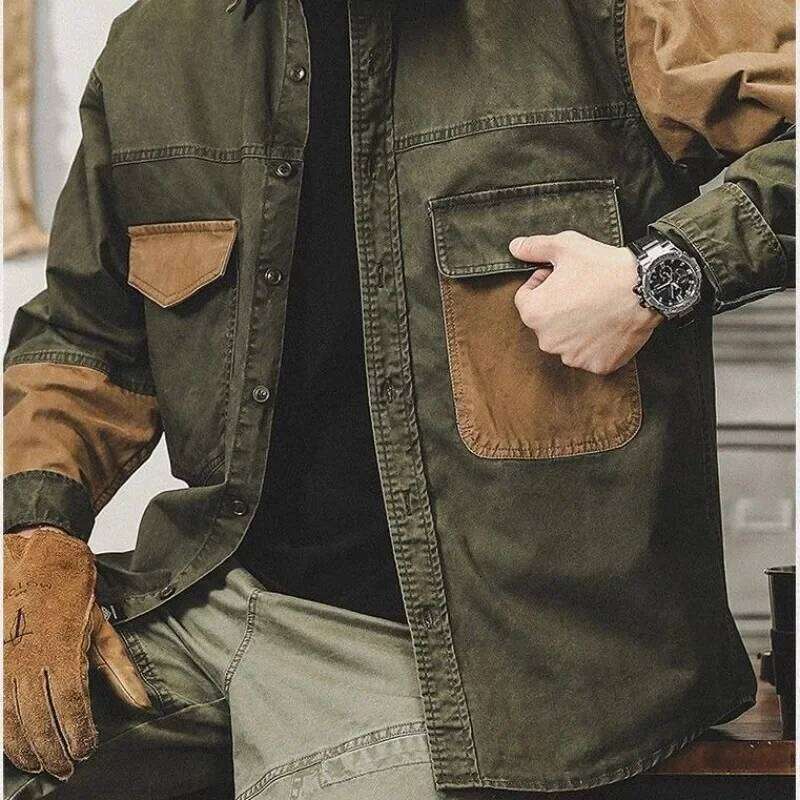 Denim Jackets Man Button Cowboy Coat for Men Has Pocket Autumn Original Trendy Worn Size L Lxury Clothing Elatic of Fabric Korea