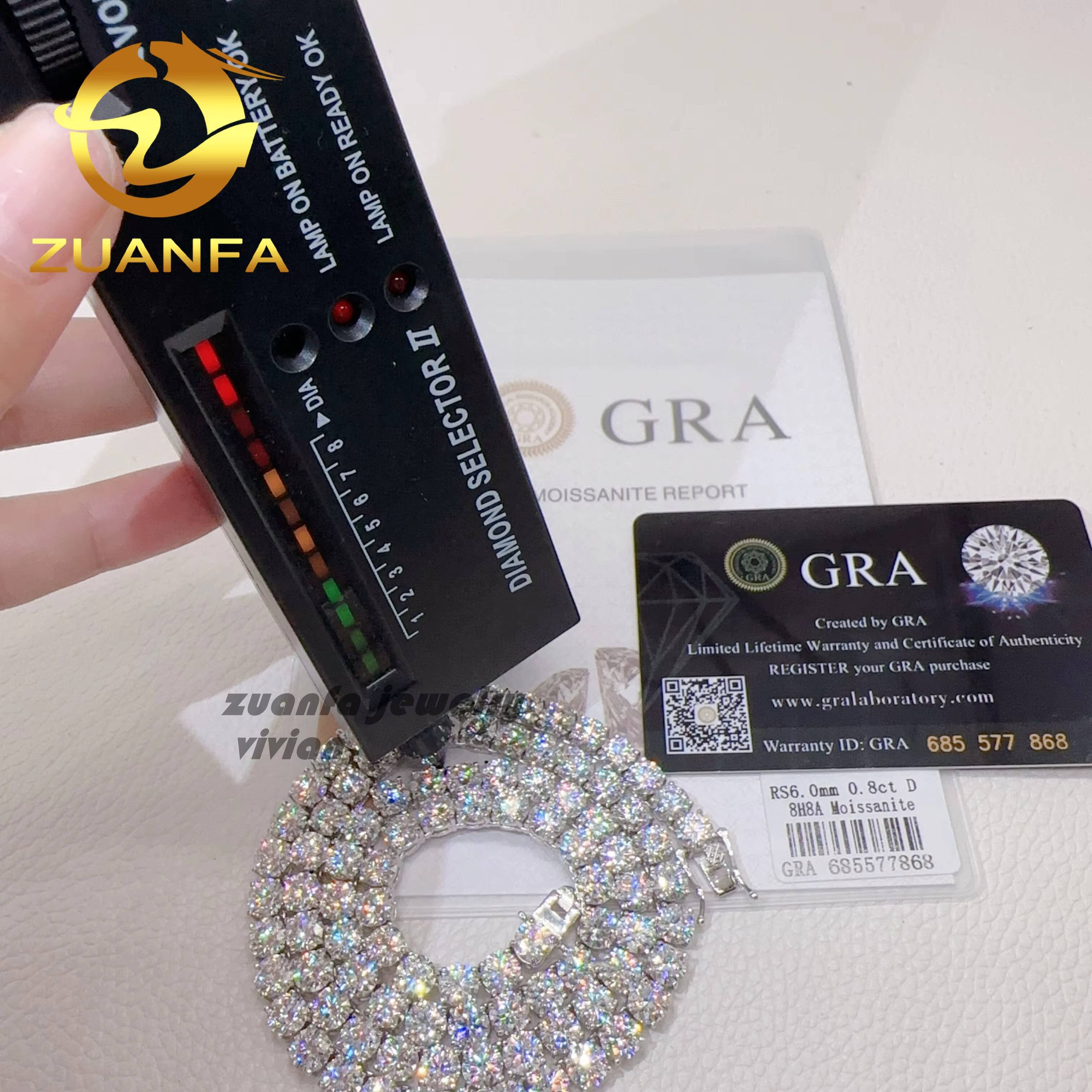 Pass Diamond Tester 18k Gold Plated 925 Silver Tennis Necklace Vvs Moissanite Tennis Chain