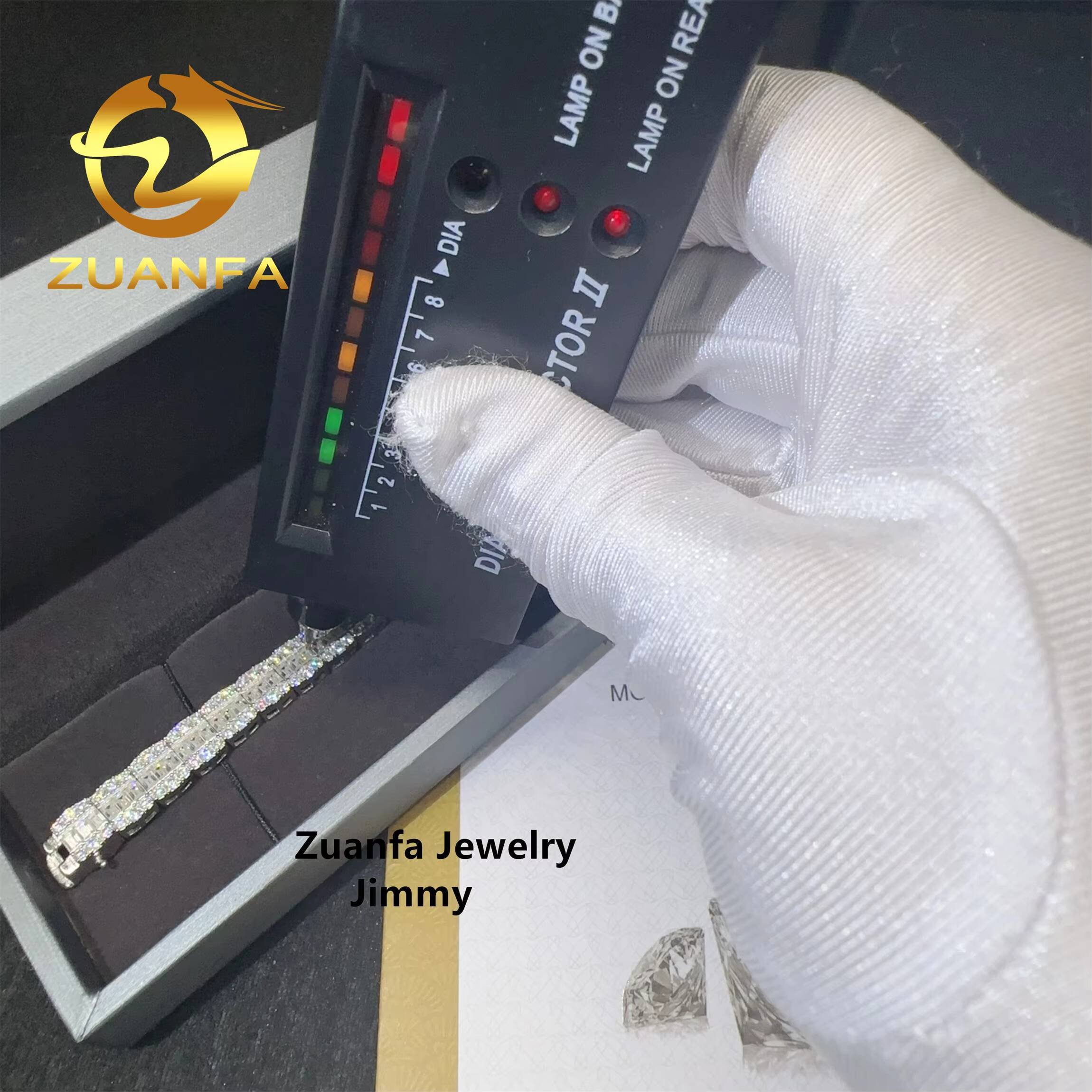 Fashion Style 85MM GRA Certificate Hip Hop 925 Silver White Color VVS1 Bgauette Moissanite Diamond Cluster Tennis Bracelet Men