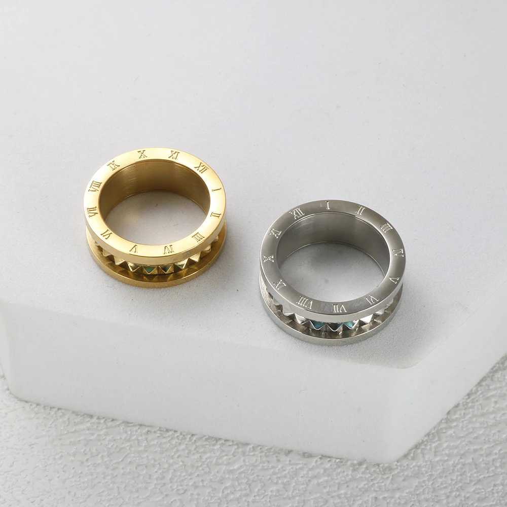 Stainl Steel Ran Numerals Ring for Men Wen Tren Pointy Rivet Triangle Hand Rings Gold Color Waterproof Delivery Jewelry S250905