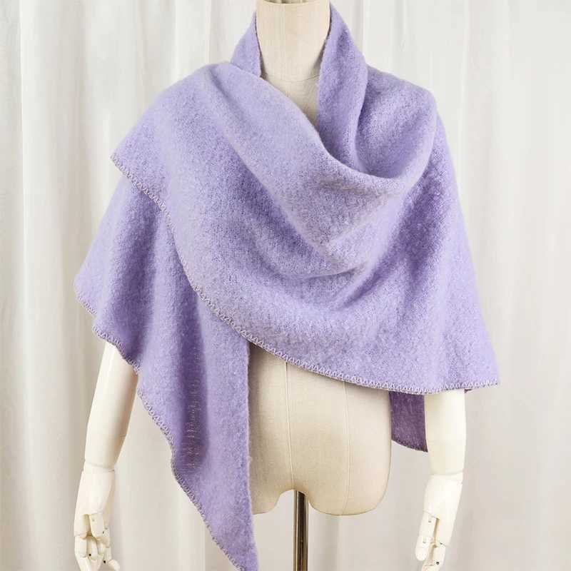Women Winter Warm Cashmere Plaid Triangle Scarf Shl Fashion Soft Solid Luxury La Thick Blanket Long Bandana ScarvesXJ250905