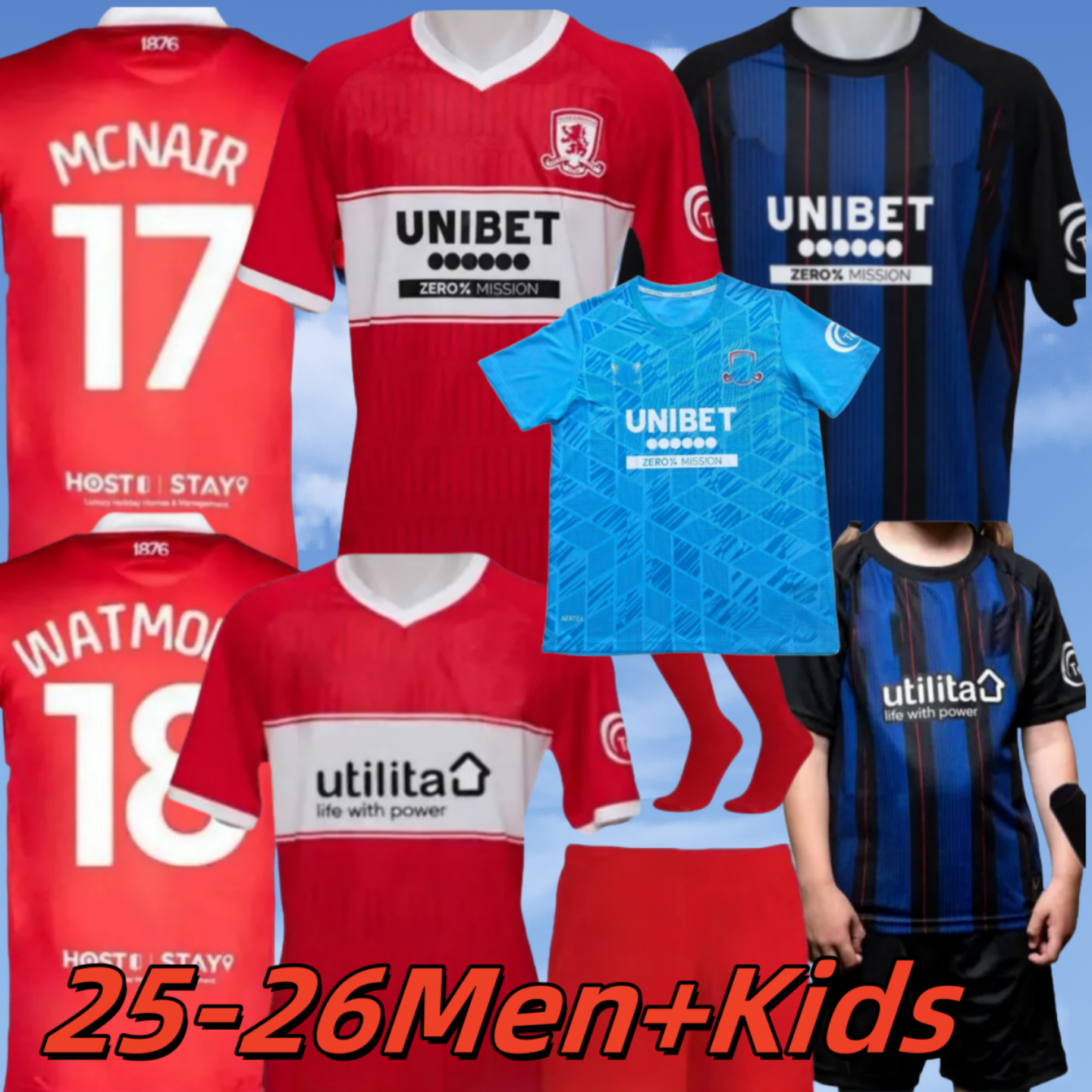 25 26 Middlesbrough Soccer Jerseys 2025 2026 Tavernier Payero Howson McNAIR AKPOM CLARKE FRY FORSS LENIHAN Football Shirt Uniforms Men Kids Kits uniforms666
