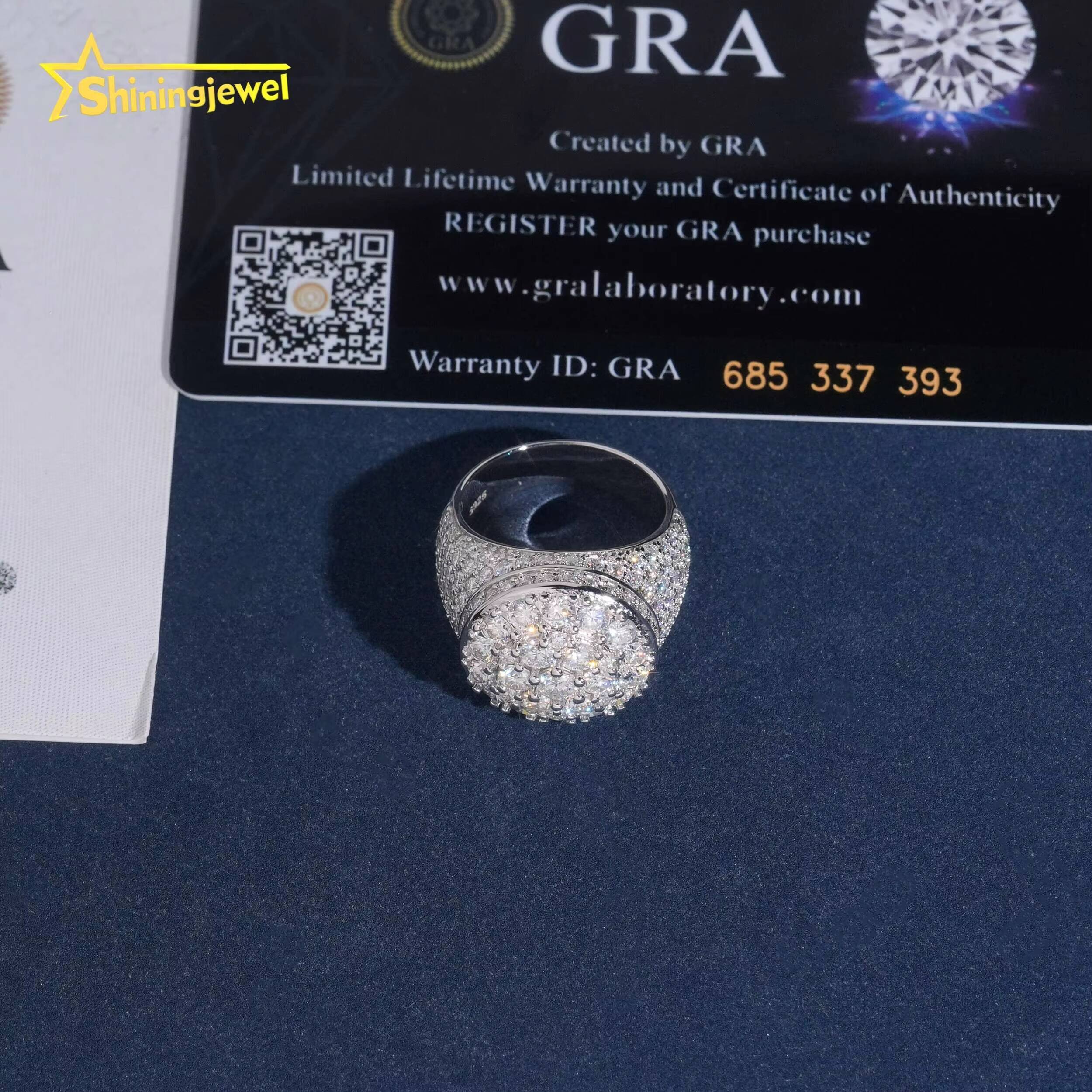 USA Local Shipping Moissanite Iced Out Ring Pass Diamond Test S925 Gold Plated Cluster Design Hip Hop Men Sparking Rings