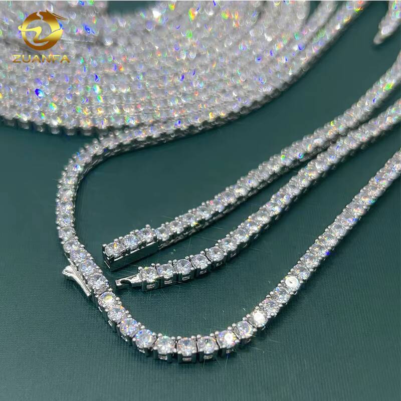 Wholesale Moissanite Tennis Chain Hip Hop Bling Jewelry 18K Gold Plated Cubic Moissanite Shining Diamonds Tennis Chain Necklace bracelets
