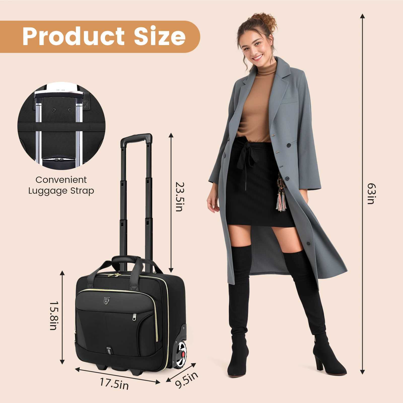 18 Inch Rolling Briefcase Large Capacity Laptop Case Briefcase Wheeled Luggage Bag Suitable For Business Travel Work Waterproof Z250905