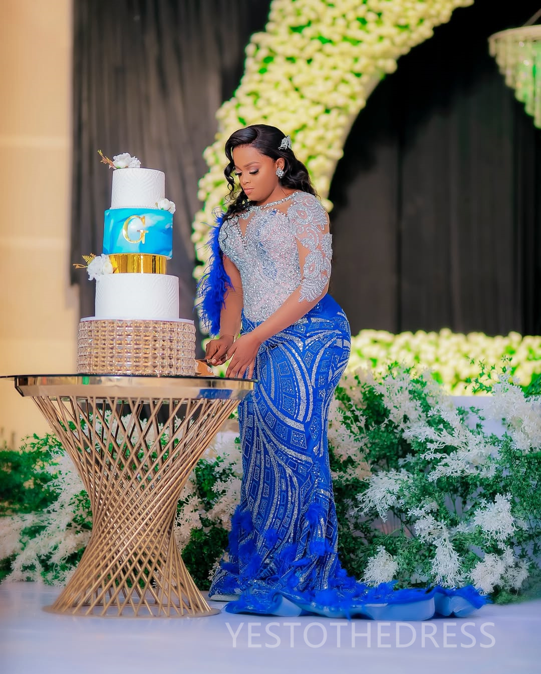 Plus Size Royal Blue Prom Dress 2025 Evening Dresses Elegant Dresses For Special Occasions Illusion Bead Lace Sheer Neck Birthday Dress Second Recepti