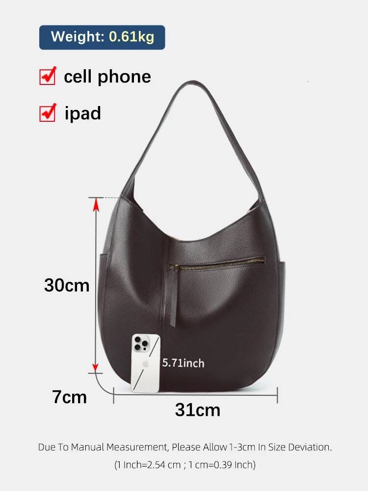 Zency Vintage Women's Genuine Leather Top Quality Large Hobo Shoulder Designer Bag