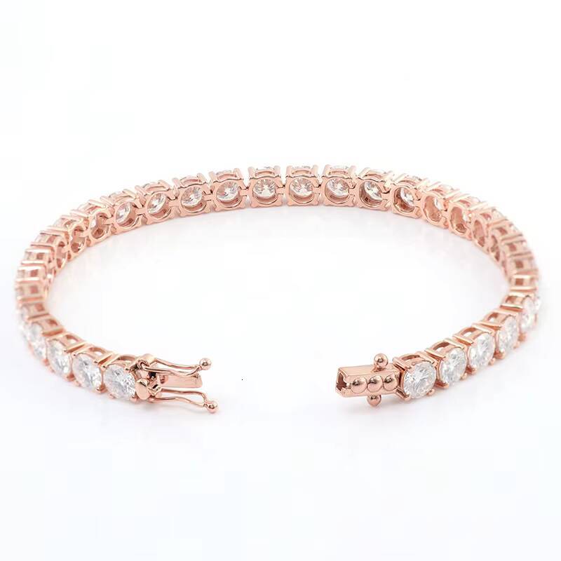 2025 Hot Sale Style Tennis Bracelet 10K 14K 18K 4mm DEF Round Moissanite Diamond Tennis Bracelet Women Jewelry