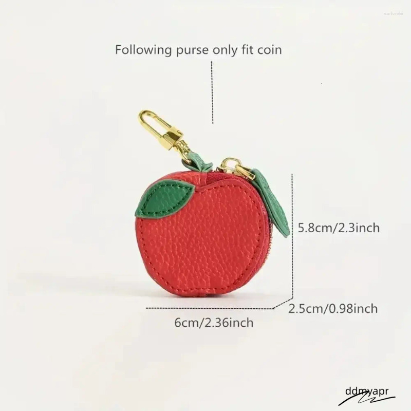 Keychains Portable Cherry Ddmydec Fruit Shape Coin Purse Cute Strawberry PU Leather Pendant Wallet Bag Earphone Outdoor Ddmydec