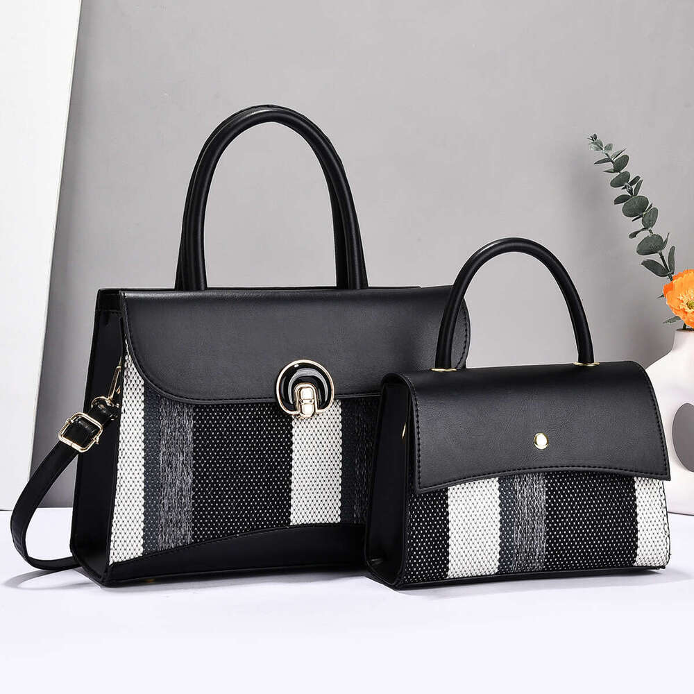 Mother and Child Large Handbag Two-Piece Set Striped New Taizhou Women's Bag Single Shoulder Bags