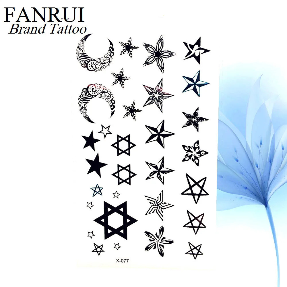 Lovely Black Moon Sky Stars Temporary Tattoo Cartoon Kids Girl Tatoo Hand Waterproof Ear Stickers Men Body Arm Finger Art 250825