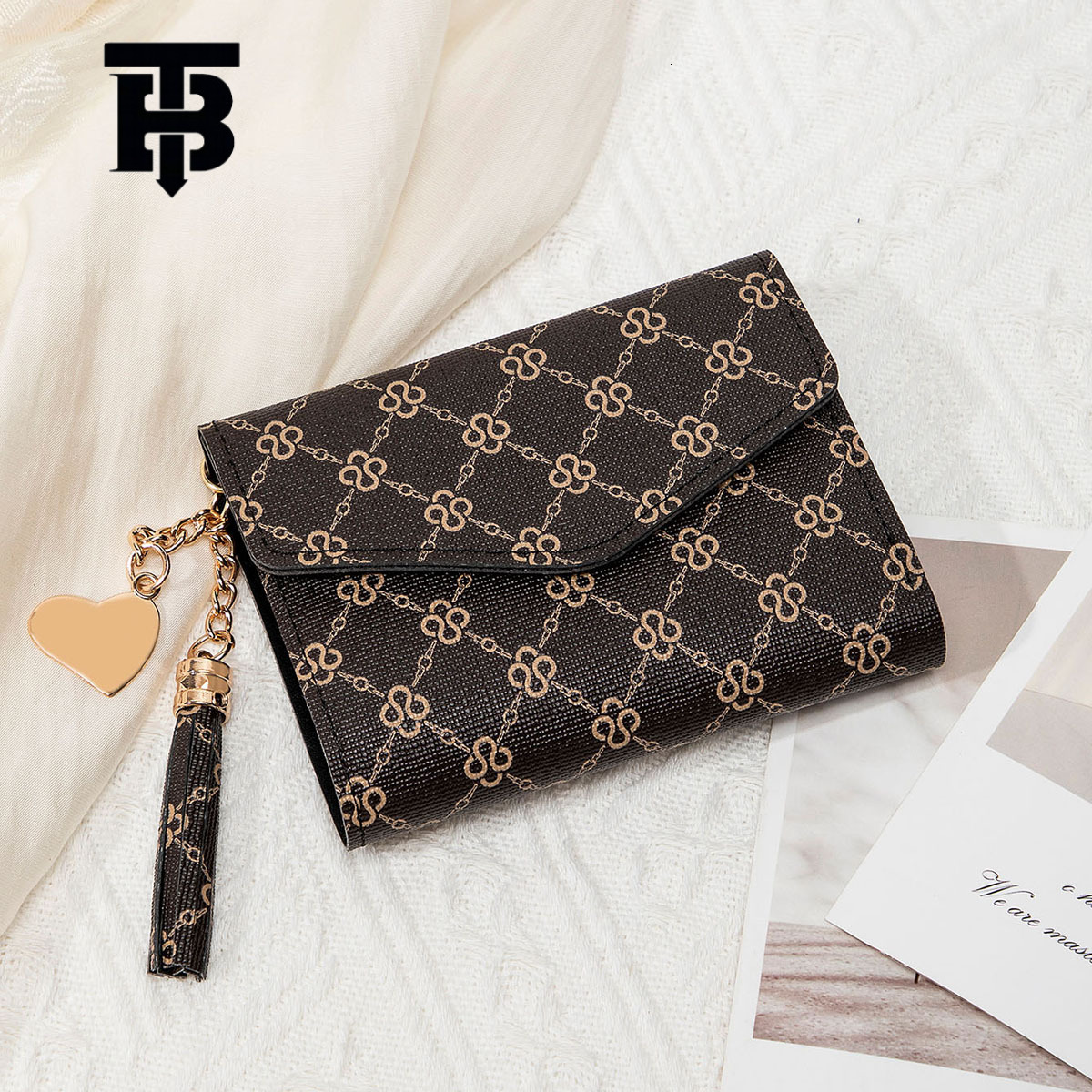 Luxury Bag TB BHULAMTE Designer Bag Vintage Print Multifunctional 70% Off Short Wallet New Tassel Pendant Decorative Clutch Portable Women's Coin