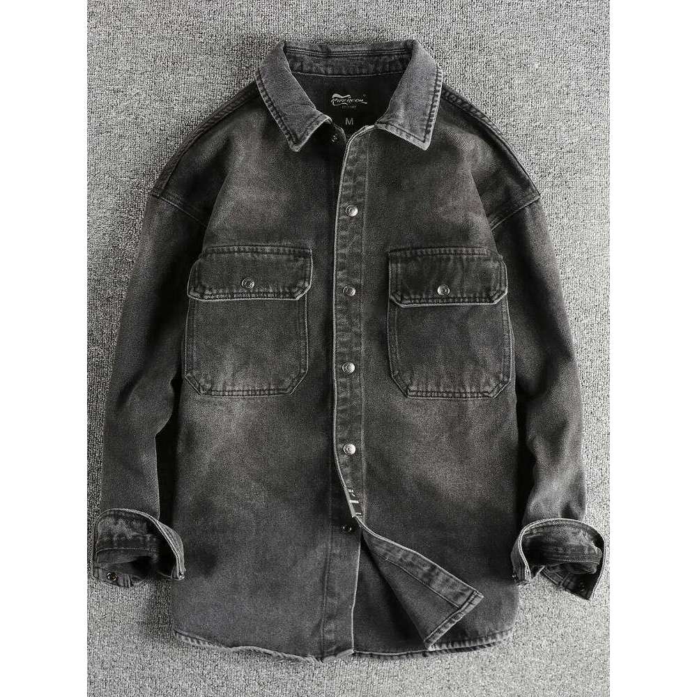 8132# 2024 Spring and Autumn New American Retro Denim Jacket Men's Simple 90% Cotton Washed Old Casual Double Pocket Loose Coat