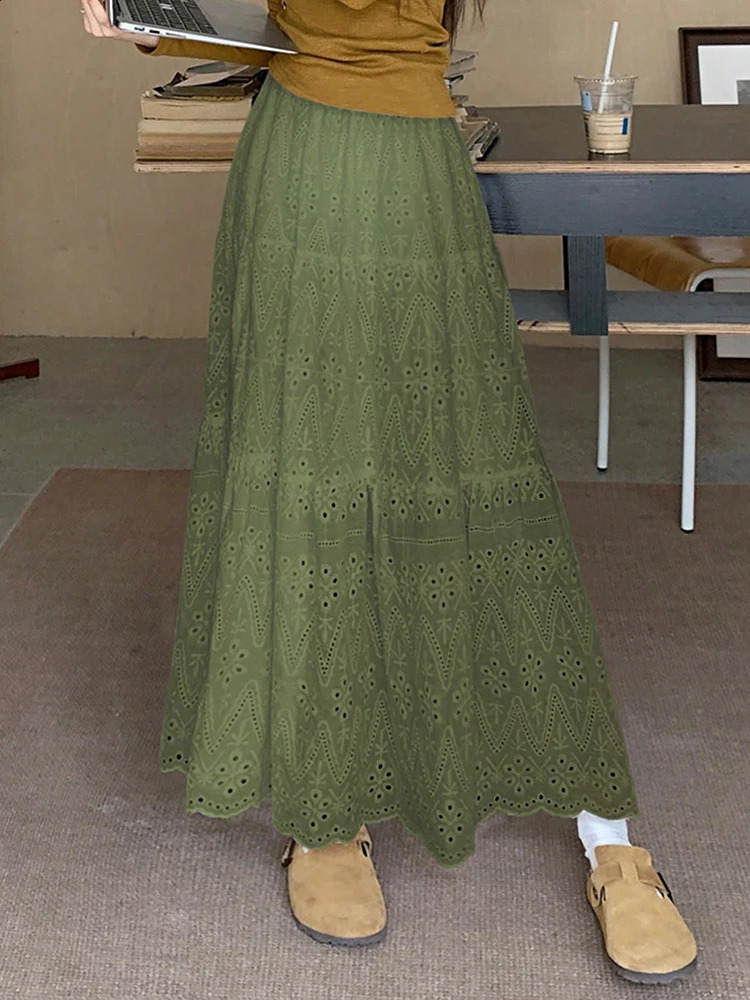 Sweety In Dresses Summer Pleated Long Skirts Girl Aline Elastic Waist Fairy Tiered Skirt Women Solid Color Womens 250905