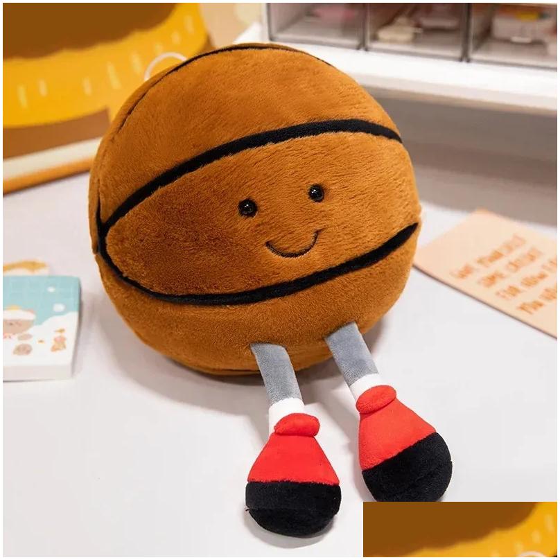 Plush Dolls 25Cm Cute Football Basketball Doll Teddy Sports Pillow Fun Shape Cushion Childrens Gift Cup Ball Toy Drop De Ot4Pm XJ260303