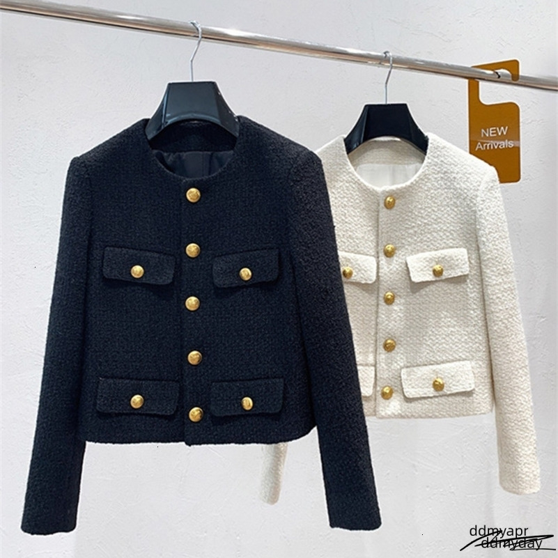 Autumn Winter Small ddmyday Fragrant Tweed Jacket Coat Women Vintage Woolen Short Coats Streetwear Ddmyday Elegant Casual Slim Outwear Crop Top 241010