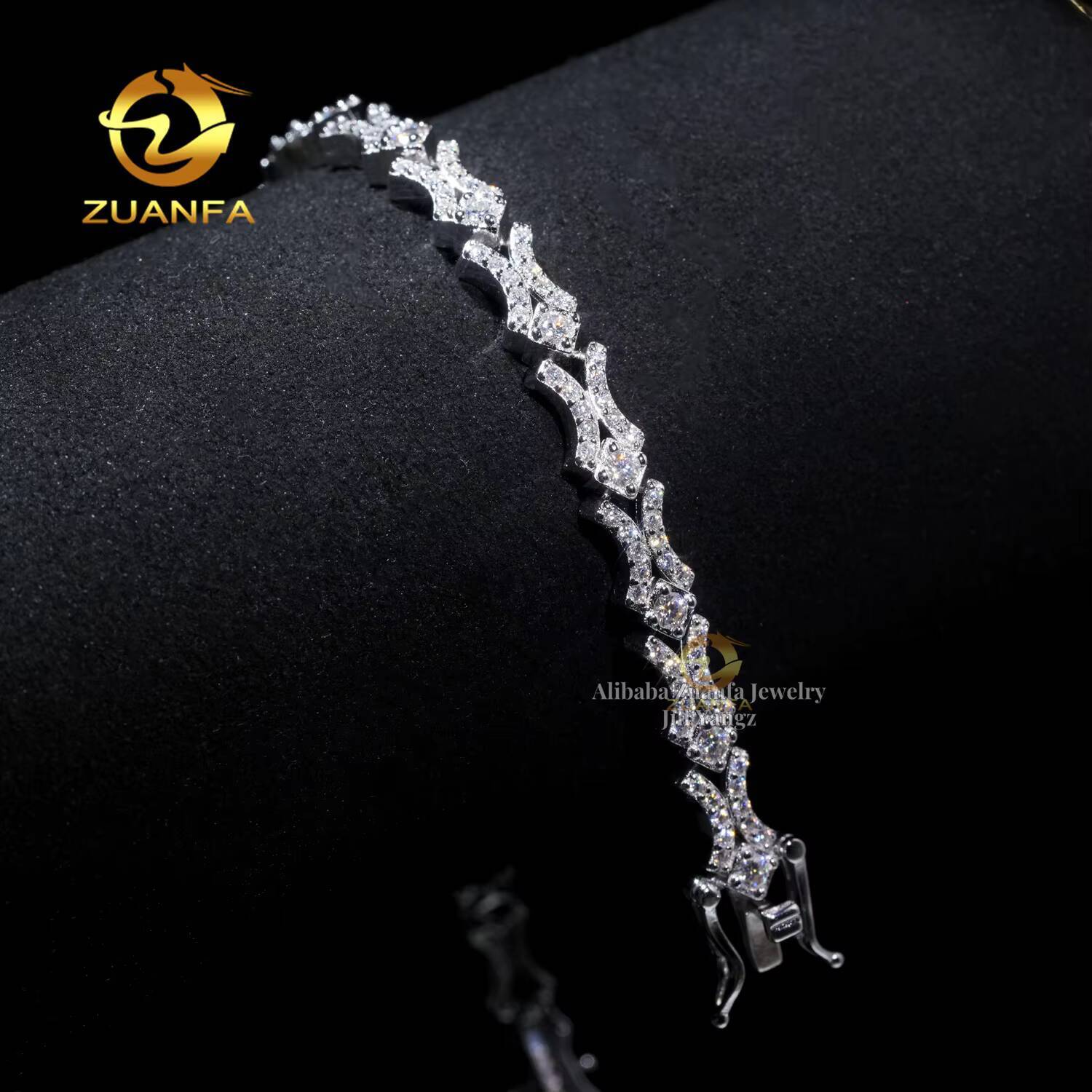 X Shape Bracelet 6mm Moissanite Tiny Cuban Chain Moissanite Bracelet Gift Idea Hip Hop Jewelry for Girl