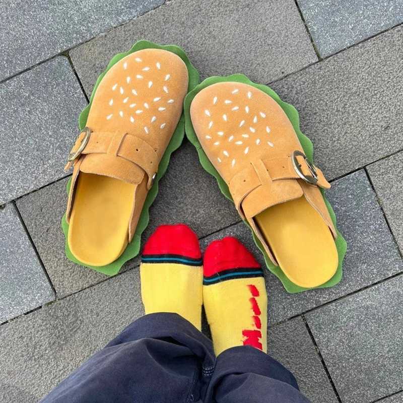 Autumn Women Slippers Funny Hamburger Shoes Platform Clogs Mules Outdoor Beach Sandals Female Casual Indoor Home Slides Loafers W250905