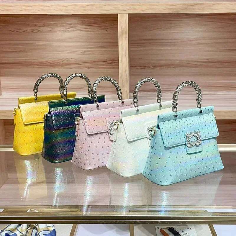 Dia-Encrusted Ostrich Patterned Texture Handbag For Women In 2025, A New Cross-Fashion Single-Shoulder Crossbody Bag