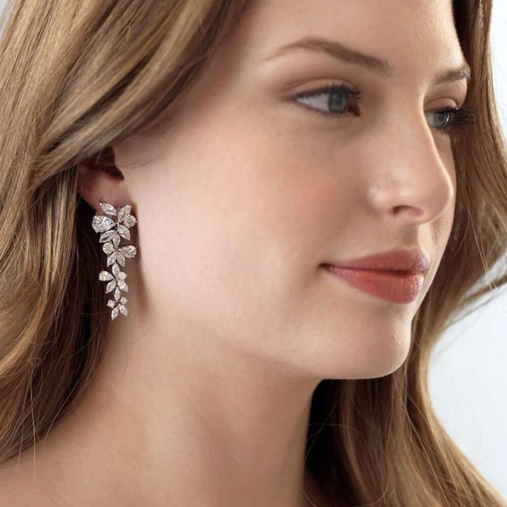 DHpet Stylish Long Drop Earrings with a Touch of Luxury - Bridal - Ready Full - Set Zircon Earrings