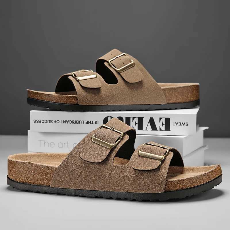 Mens Slippers Arch Support Slipon Suede Shoe Crestar Cork Footbed Arizona Sandals for Women Solid Color Double Button Slippers W250905