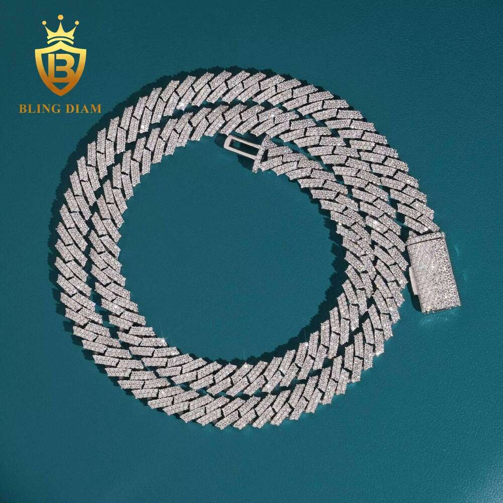 Hot Sale Fine Jewelry Sterling Sier 8mm Hip Hop Dia Iced Out Moissanite Cuban Link Chain