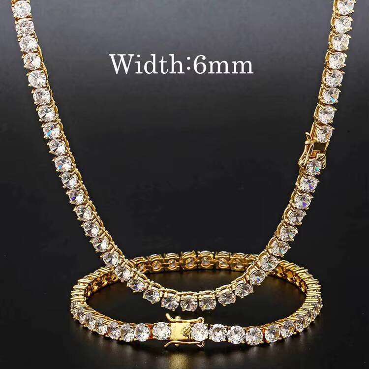 GZYS JEWELRY Wholesale High Quality 3 4 5 MM Gold Plated Hip Hop Iced Out Clustered Tennis Chain