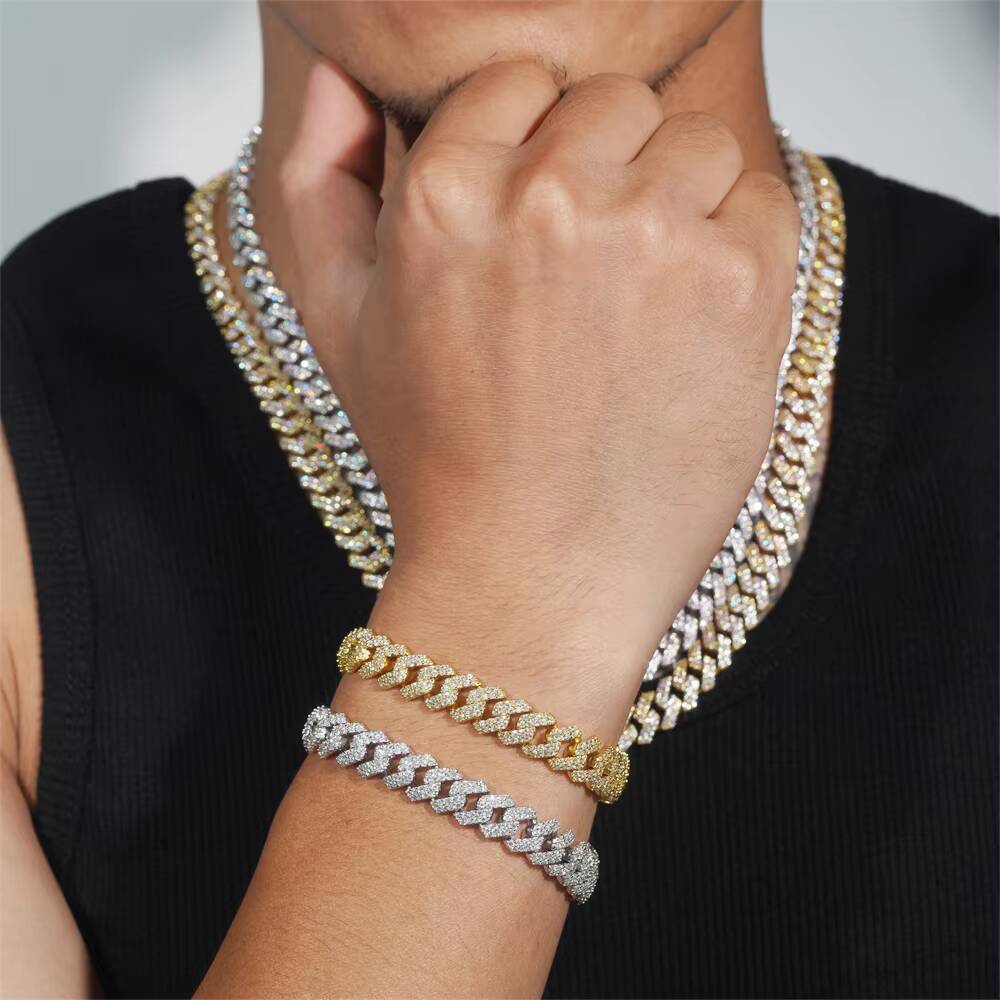 Hot Sale 10mm GRA Certified Moissanite Diamond 925 Silver Hip Hop Necklace Moissanite Cuban Link Chain