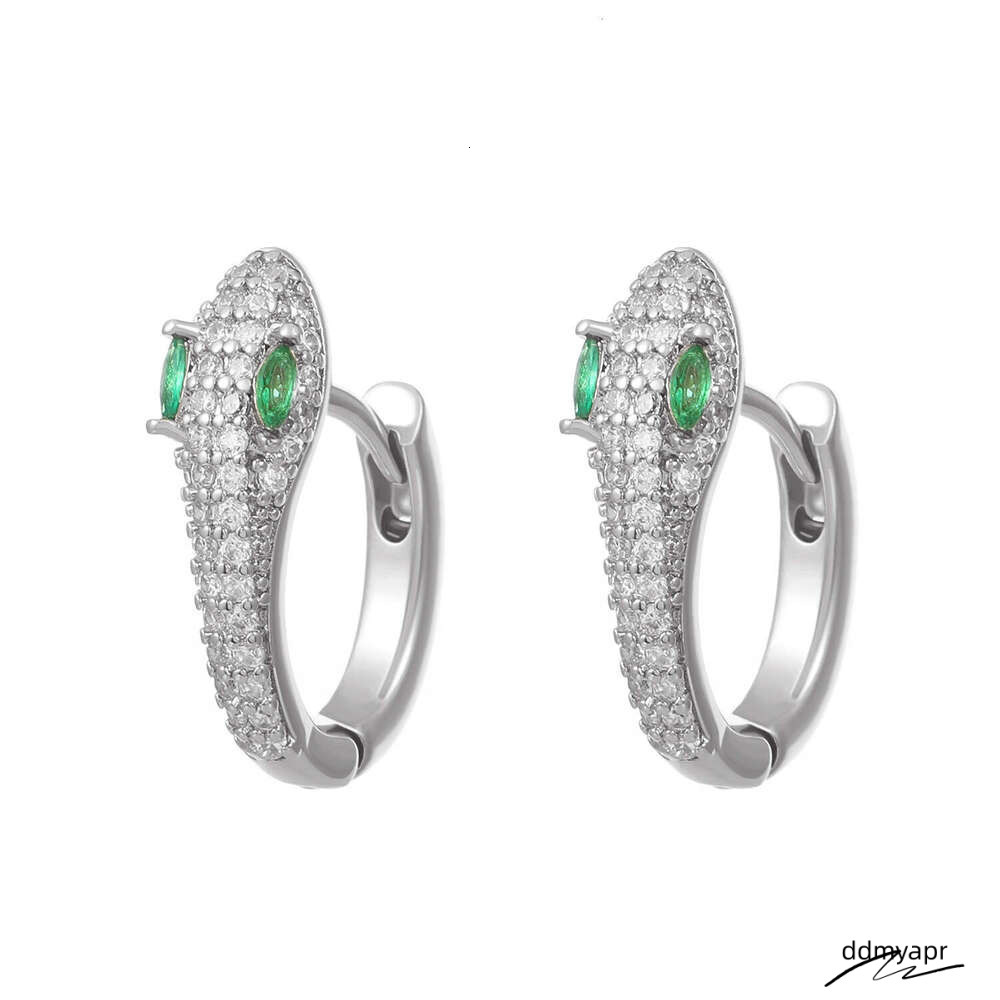ddmyday Micro Pave Zircon Snake-Shaped Hoop Earrings Men, Stainless Steel, Hypoallergenic, High-End Accessories For Women, Versatile And Unique Jewelr
