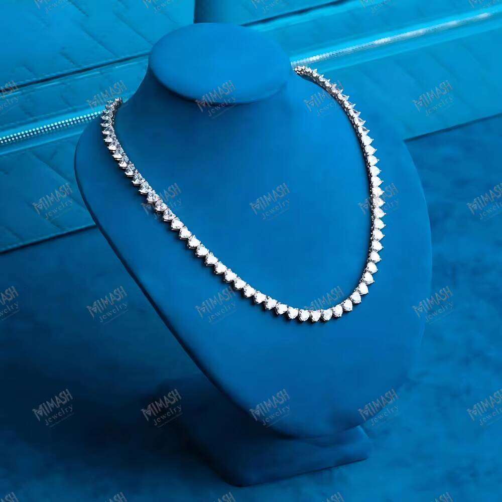 Moissanite Tennis Chain Necklace Classic VVS Dia Look, Elegant Iced Out Jewelry for Men & Women Fashion Style