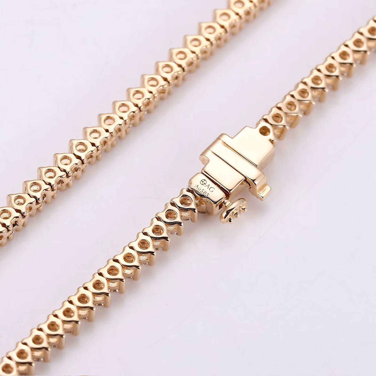 14K Real Yellow Gold Lab Grown Diamond Tennis Chain 16 Inches IGI Certified 2mm Round Cut DEF VVS Lab Diamond Necklace