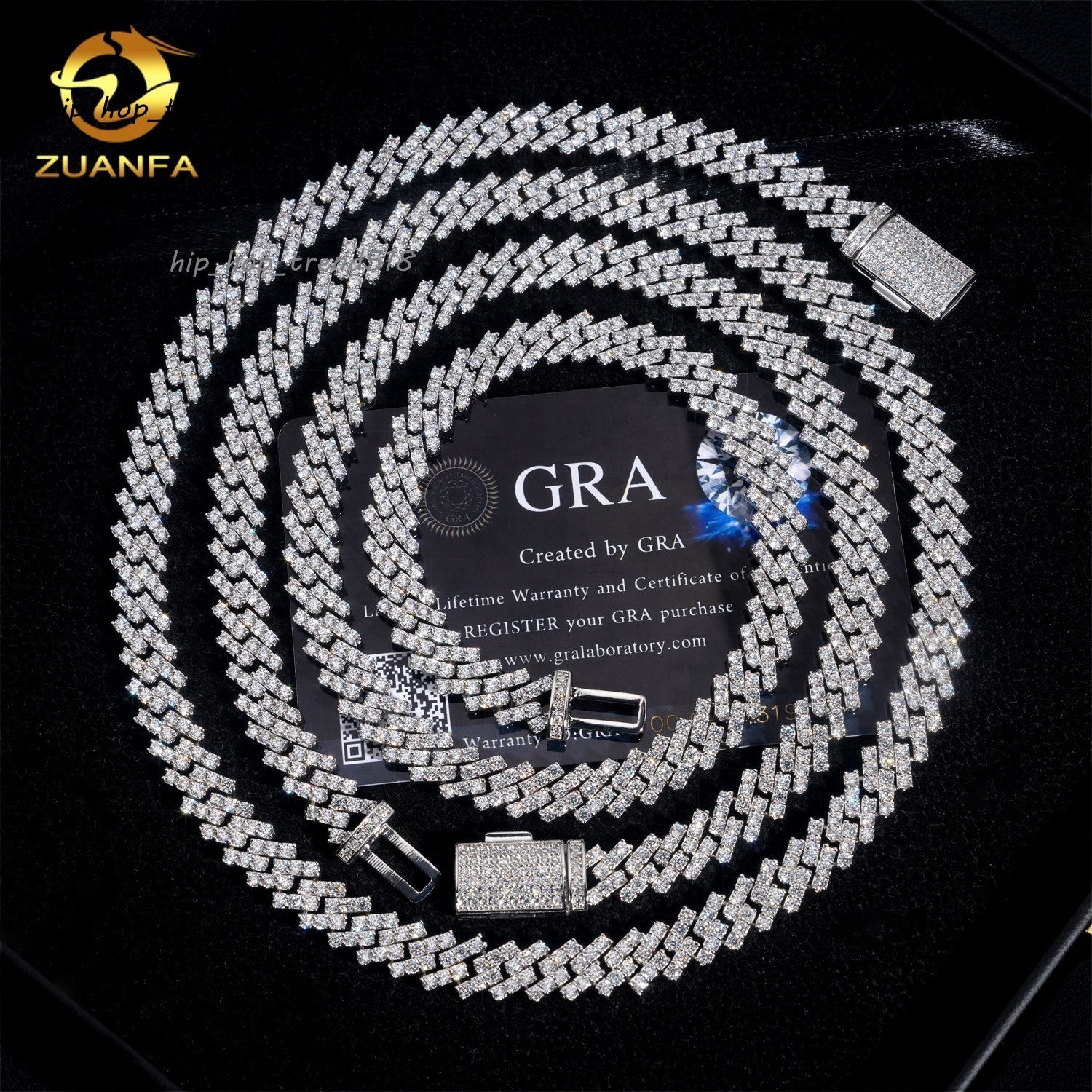 Hot Sale 925 Silver Hip Hop Jewelry Iced Out 8mm One Row Stone Miami Moissanite Cuban Link Chain