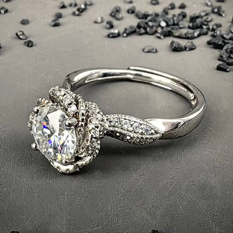 High Quality Classic GRA Design 925 Sterling Silver VVS Moissanite Halo Cluster Ring Womens Engagement Anniversary Jewelry