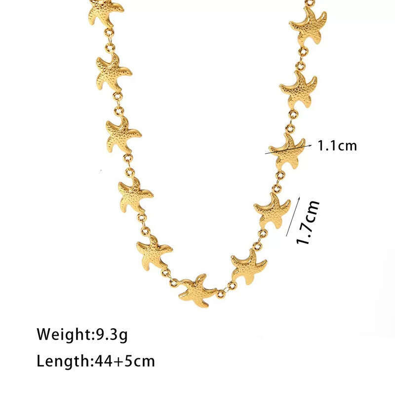 Light Niche Titanium Steel Non-Fading Necklace Starfish Beach Style Pendant Gold-Plated Jewelry