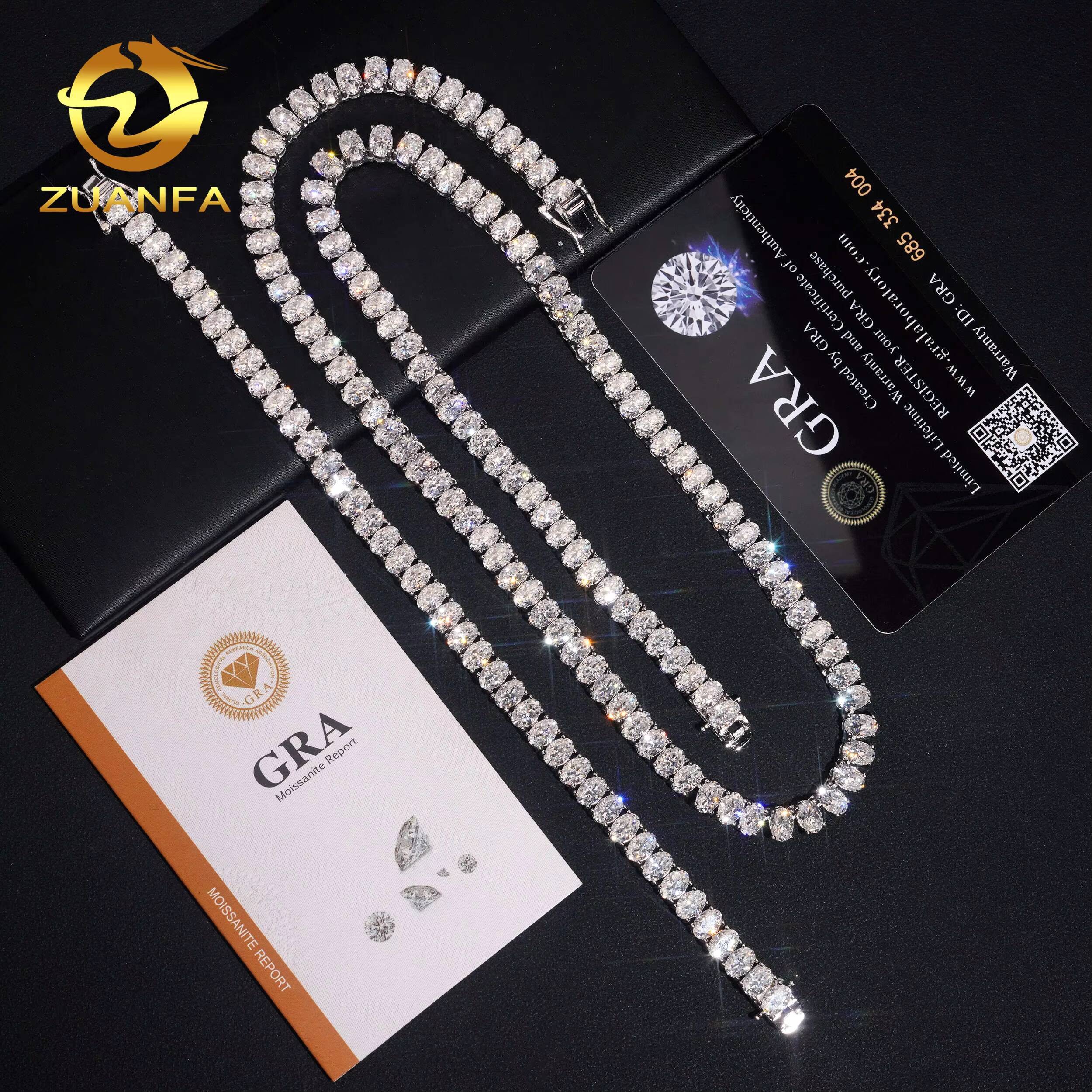 Pass Diamond Tetser 46mm Oval Cut 925 Silver Moissanite Tennis Chain Fashion Tennis Necklace for Men Women