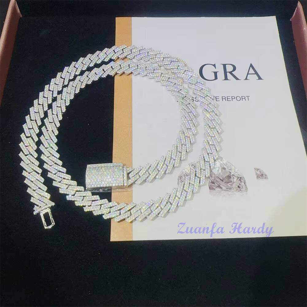 Custom Jewelry Hip Hop Men Bracelet Chain Jewelry 10mm 18 20 22 24 Cuban Link Necklace VVS Moissanite Cuban Chain