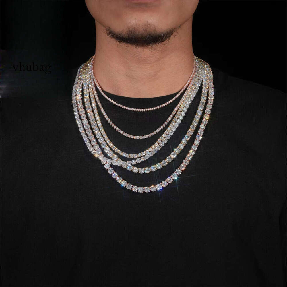 USA Stock Fast Shipping 6.5mm Dia Necklace Solid Sier Iced Out Moissanite Hip Hop Tennis Chain