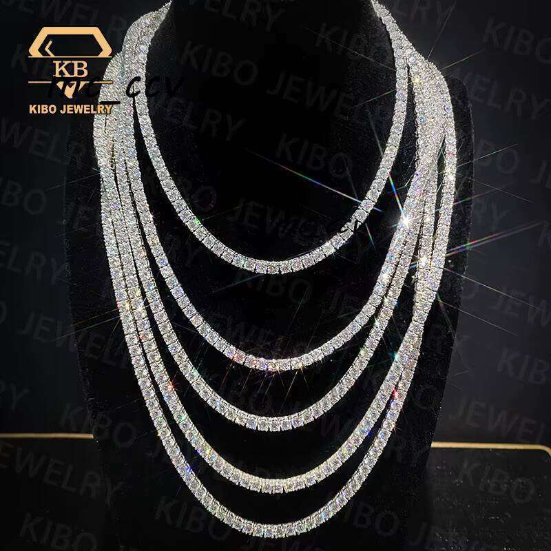 HipHop Jewelry Iced Out Gold Plated Sterling Sier 3 4 5Mm VVS Silicon Stone Tennis Necklace Chain