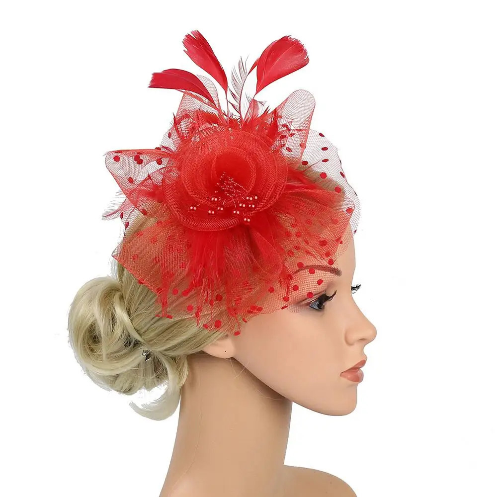 Vintage Mesh Flower Feather Headpiece Gloves Set Wedding Cocktail Fascinator Hat Stylish Tea Party Headband for Women Girls 250905