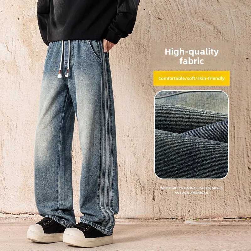 Mens Casual StraightLeg Jeans Bell Bottoms American Style Loose Fit Pants Autumn Denim Floor Pants Men Clothing Trouser Jeans W250905