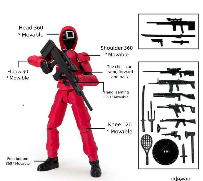 3D Printed Squid Ddmydec Game Figurine Building Block Doll Movable Joints, Comes With Weapons Perfect For Fans The Hit Series Adding An Extra Layer Of